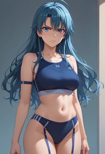 yahari_ore_no_seishun_lovecome_wa_machigatteiru,yukinoshita_yukino,sports bra,wide-leg joggers  - AI generated anime art