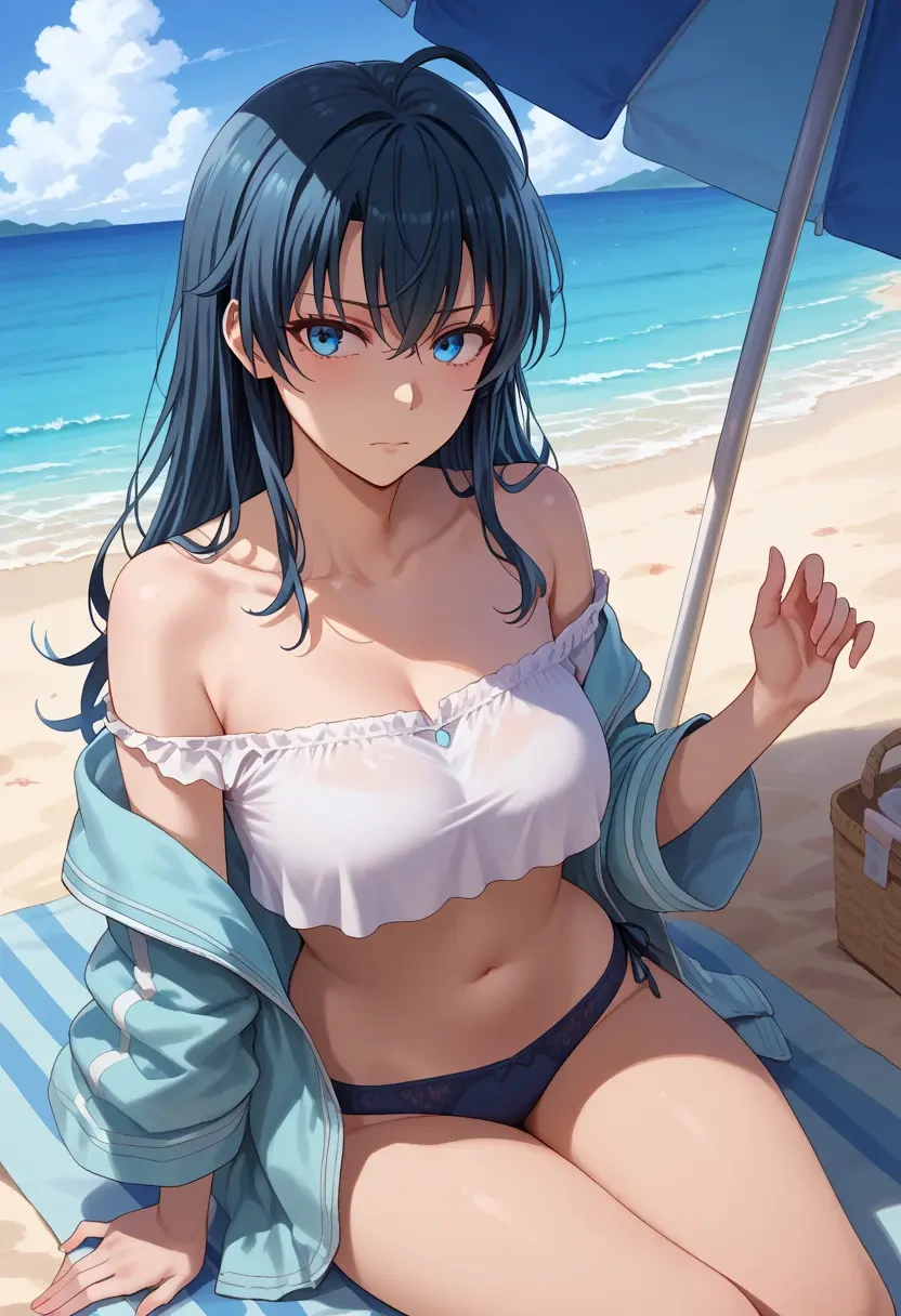 yahari_ore_no_seishun_lovecome_wa_machigatteiru,yukinoshita_yukino,off-shoulder top,dolphin shorts  - 