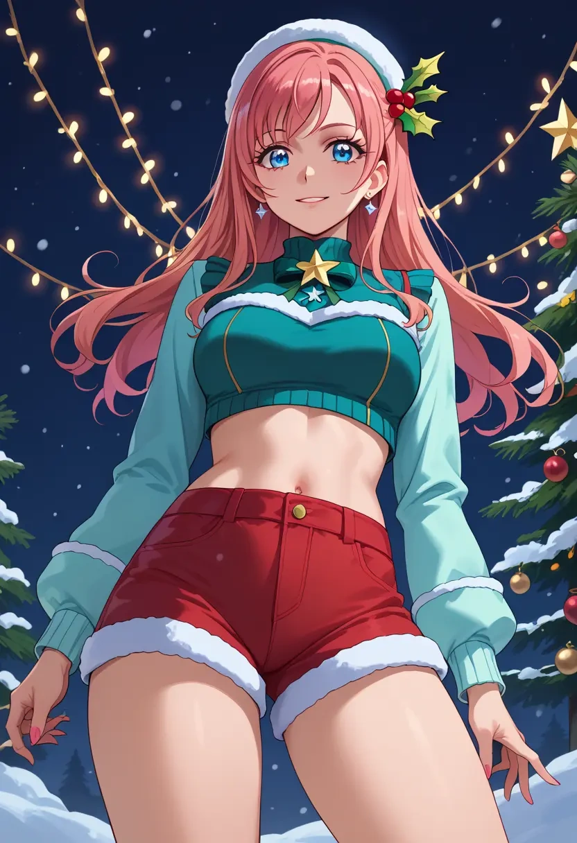 precure,yukishiro_honoka,Christmas,red velvet shorts  - 