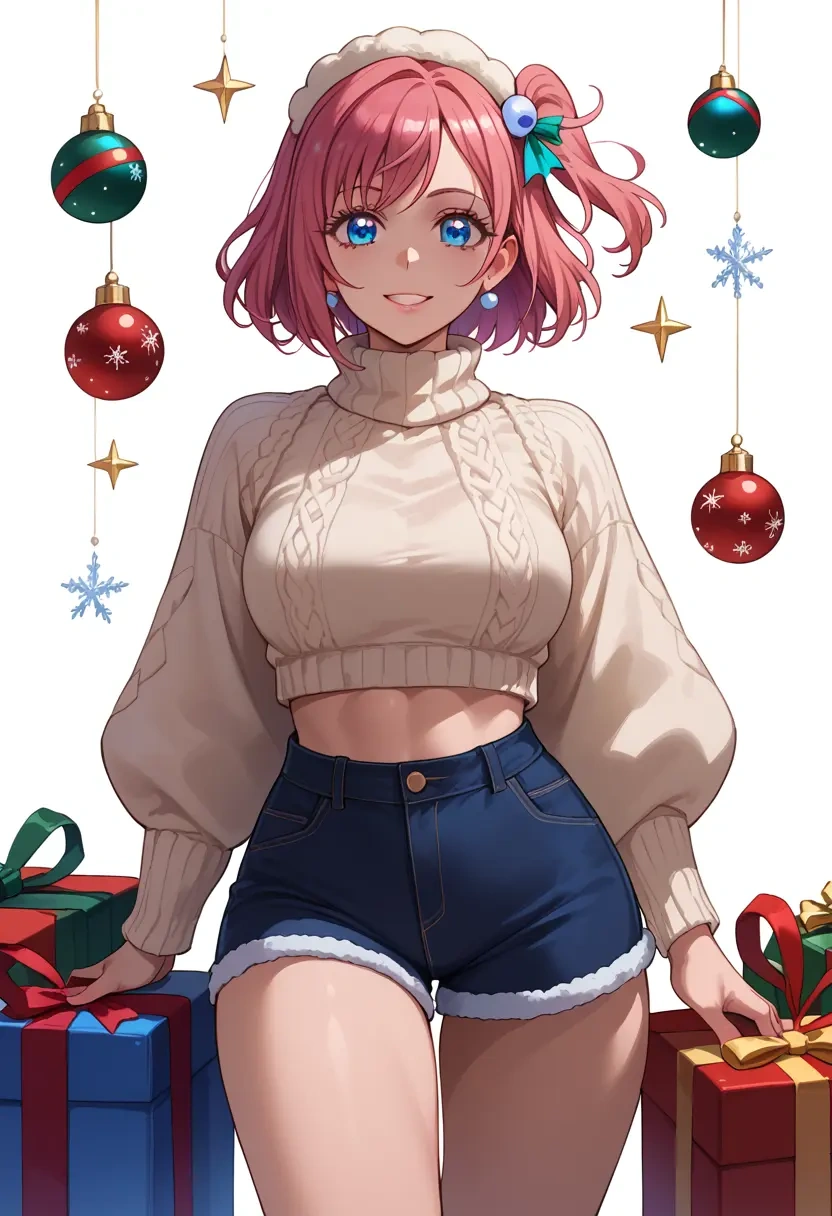 precure,yukishiro_honoka,Christmas,red velvet shorts,turtleneck sweater  - 