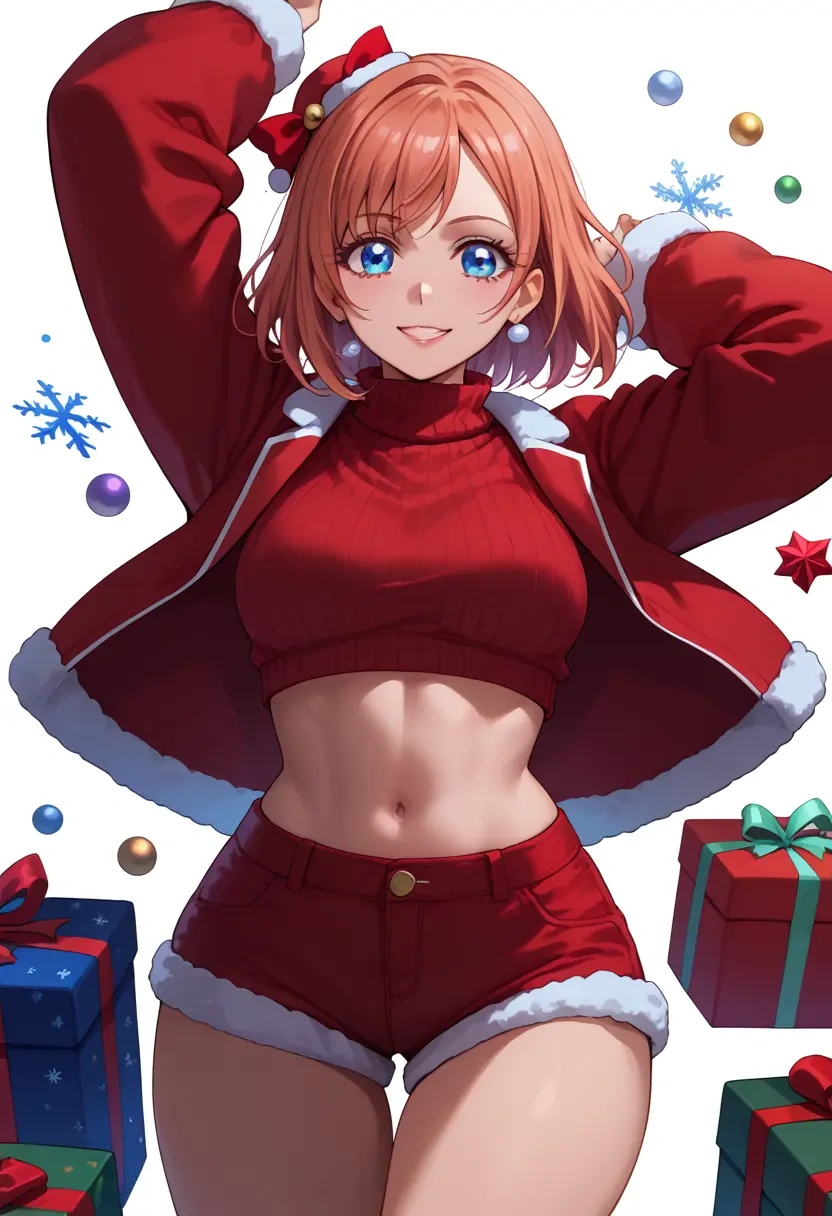 precure,yukishiro_honoka,Christmas,red velvet shorts,turtleneck sweater  - 