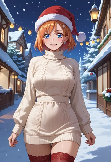 precure,yukishiro_honoka,Christmas,sweater dress,stockings  - AI generated anime art