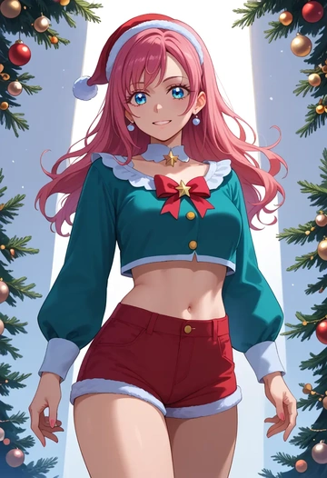 precure,yukishiro_honoka,Christmas,red velvet shorts  - AI generated anime art