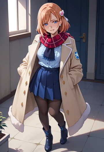 precure,yukishiro_honoka,winter,student uniform,fur-trimmed coat  - AI generated anime art