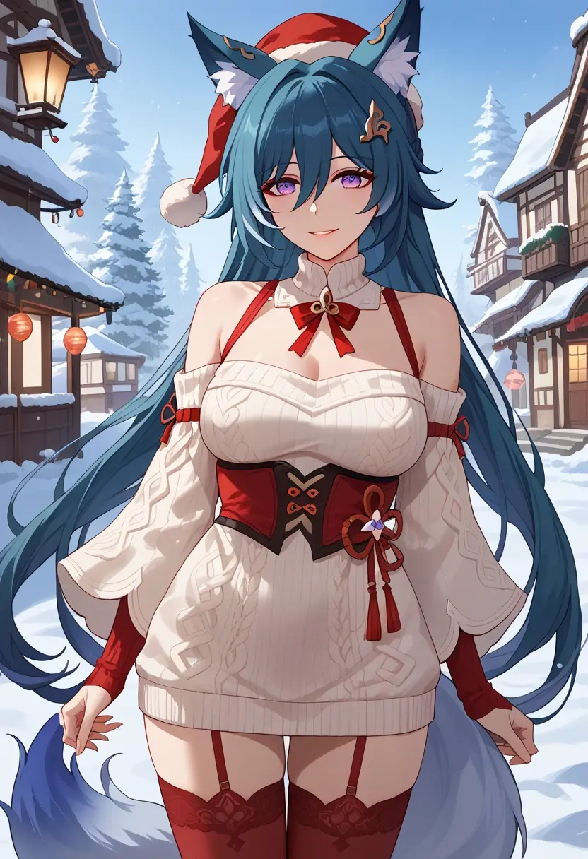 star rail,yukong,Christmas,sweater dress,stockings  - 