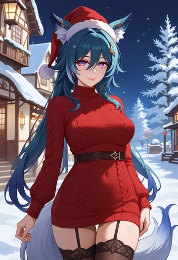 star rail,yukong,sweater,stockings,Thigh garters  - AI generated anime art