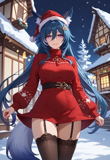 star rail,yukong,sweater,stockings,Thigh garters  - AI generated anime art