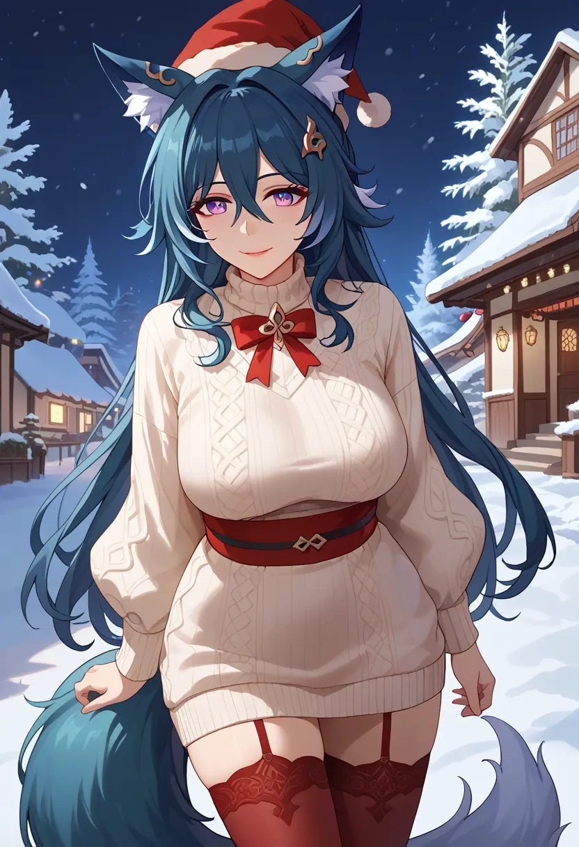 star rail,yukong,Christmas,sweater dress,stockings  - 