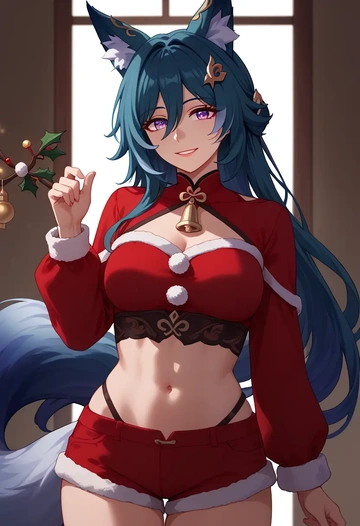 star rail,yukong,Christmas,red velvet shorts  - AI generated anime art