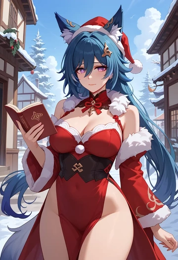 star rail,yukong,Christmas,red velvet dress  - AI generated anime art