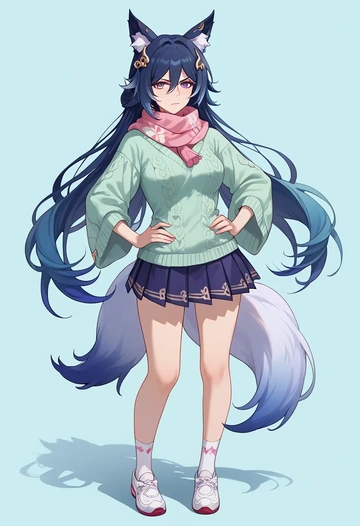 star rail,yukong,spring,student uniform,knit sweater  - AI generated anime art