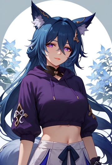 star rail,yukong,hoodie,cropped,high-waisted joggers  - AI generated anime art