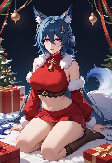 star rail,yukong,Christmas,skirt  - AI generated anime art