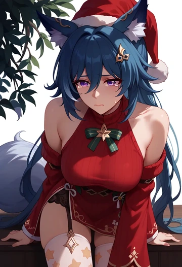 star rail,yukong,Christmas,sweater dress,stockings  - AI generated anime art