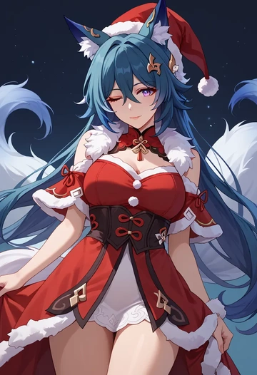 star rail,yukong,Christmas,red velvet dress  - AI generated anime art