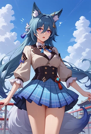 star rail,yukong,spring,student uniform,blazer  - AI generated anime art