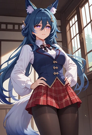 star rail,yukong,winter,student uniform,vest  - AI generated anime art