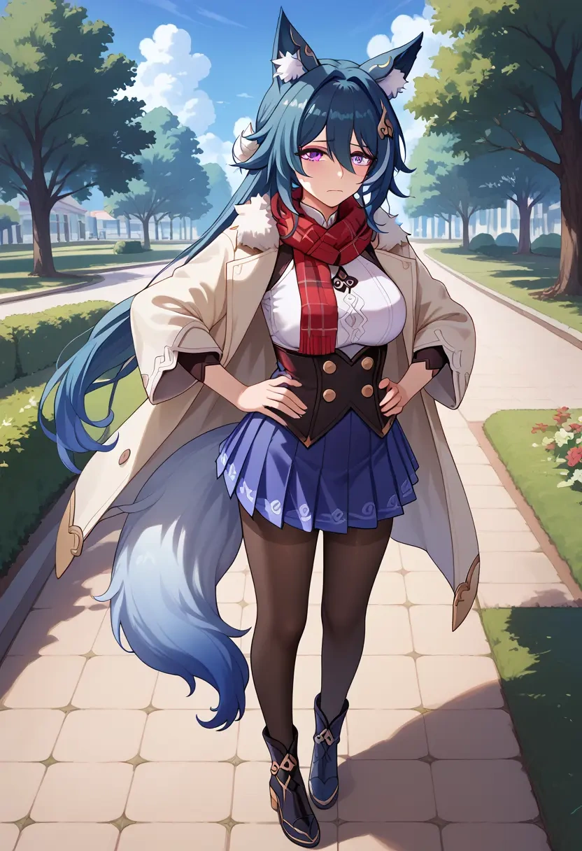 star rail,yukong,winter,student uniform,fur-trimmed coat  - 