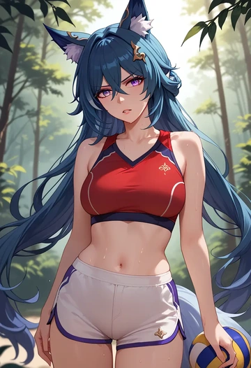 star rail,yukong,volleyball uniform  - AI generated anime art