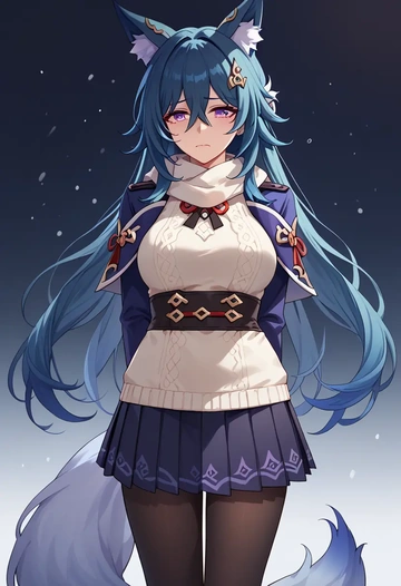 star rail,yukong,winter,student uniform,puffer coat  - AI generated anime art