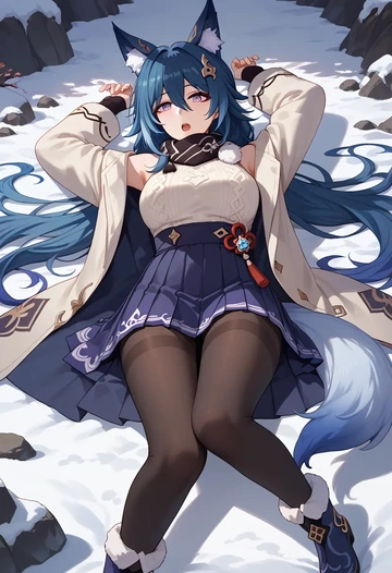 star rail,yukong,winter,student uniform,puffer coat  - AI generated anime art