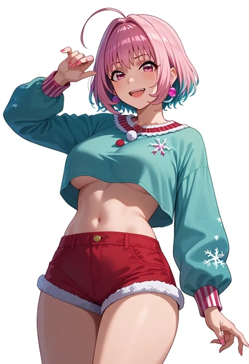 idolmaster,yumemi_riamu,Christmas,red velvet shorts  - AI generated anime art