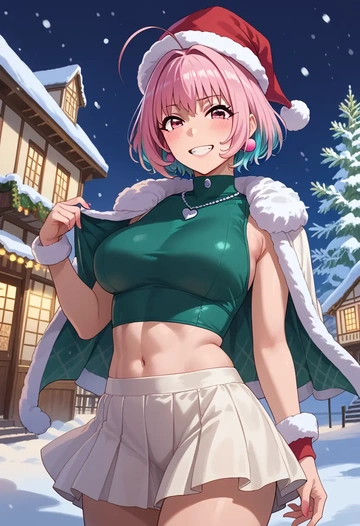 idolmaster,yumemi_riamu,Christmas,dress  - AI generated anime art