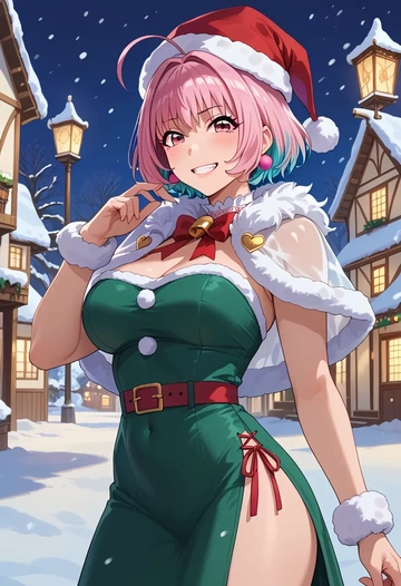 idolmaster,yumemi_riamu,Christmas,dress  - AI generated anime art