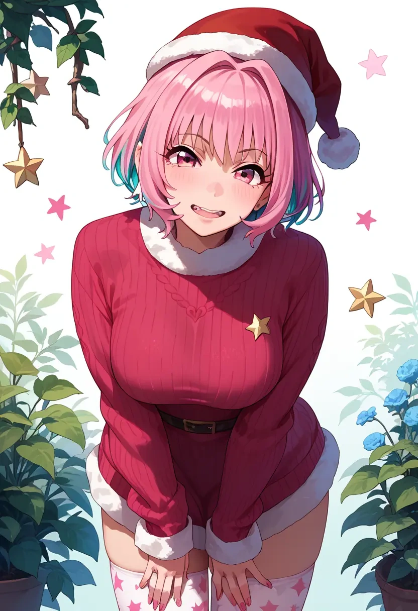 idolmaster,yumemi_riamu,Christmas,sweater dress,stockings  - 