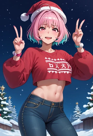 idolmaster,yumemi_riamu,Christmas  - AI generated anime art