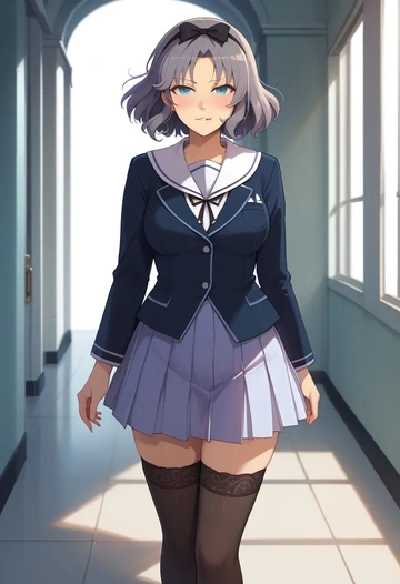 senran_kagura,yumi_(senran_kagura),jk uniform, stockings  - AI generated anime art