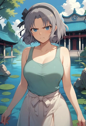 senran_kagura,yumi_(senran_kagura),tank top,mesh,cycling shorts  - AI generated anime art