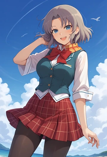 senran_kagura,yumi_(senran_kagura),winter,student uniform,vest  - AI generated anime art