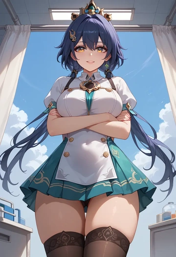 star rail,yunli,nurse pantyhose,mini skirt, sexy  - AI generated anime art