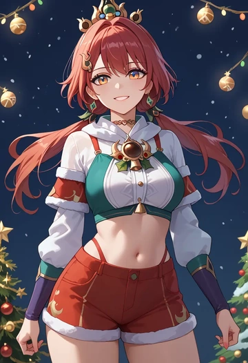 star rail,yunli,Christmas,red velvet shorts  - AI generated anime art