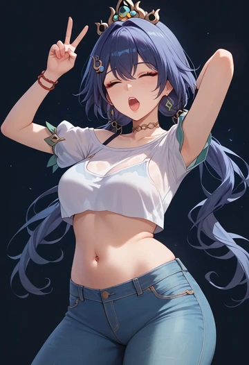 star rail,yunli,crop top  - AI generated anime art