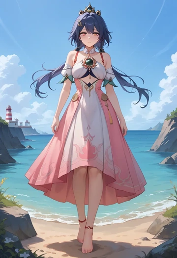 star rail,yunli,silk slip dress  - AI generated anime art