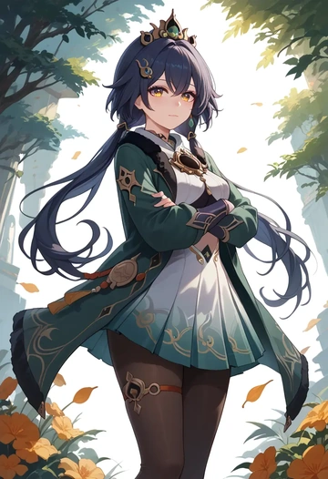 star rail,yunli,winter,student uniform,duffle coat  - AI generated anime art