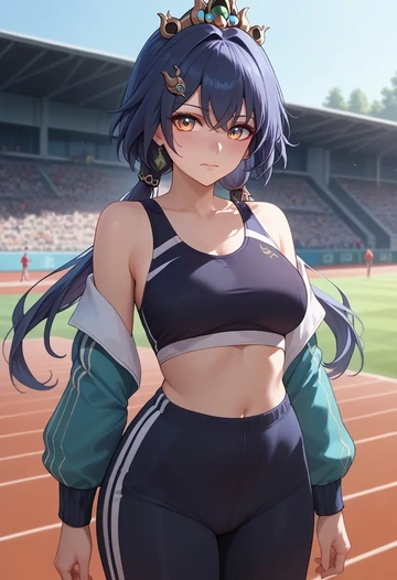 star rail,yunli,athletic,track suit  - AI generated anime art