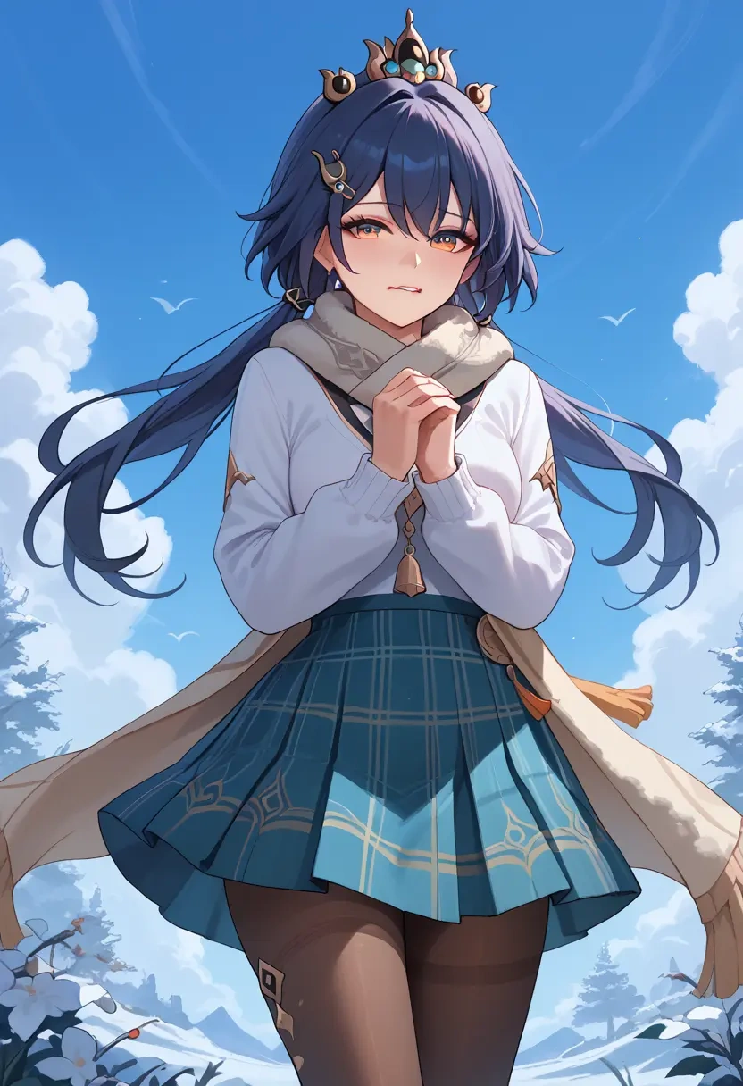 star rail,yunli,winter,student uniform,down jacket  - 