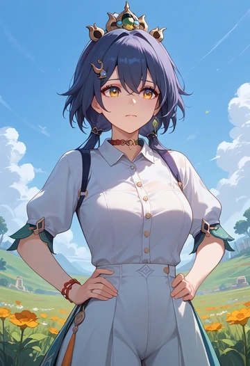 star rail,yunli,polo shirt,tennis skirt  - AI generated anime art