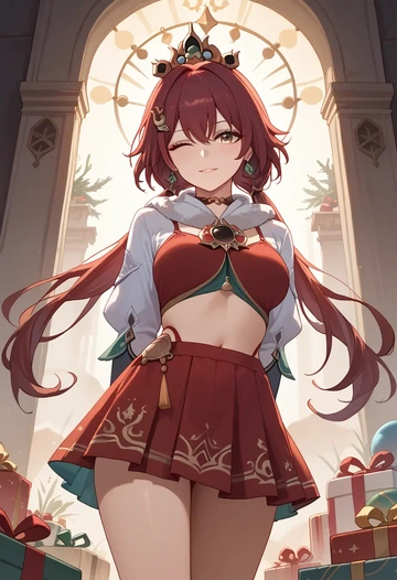 star rail,yunli,Christmas,skirt  - AI generated anime art