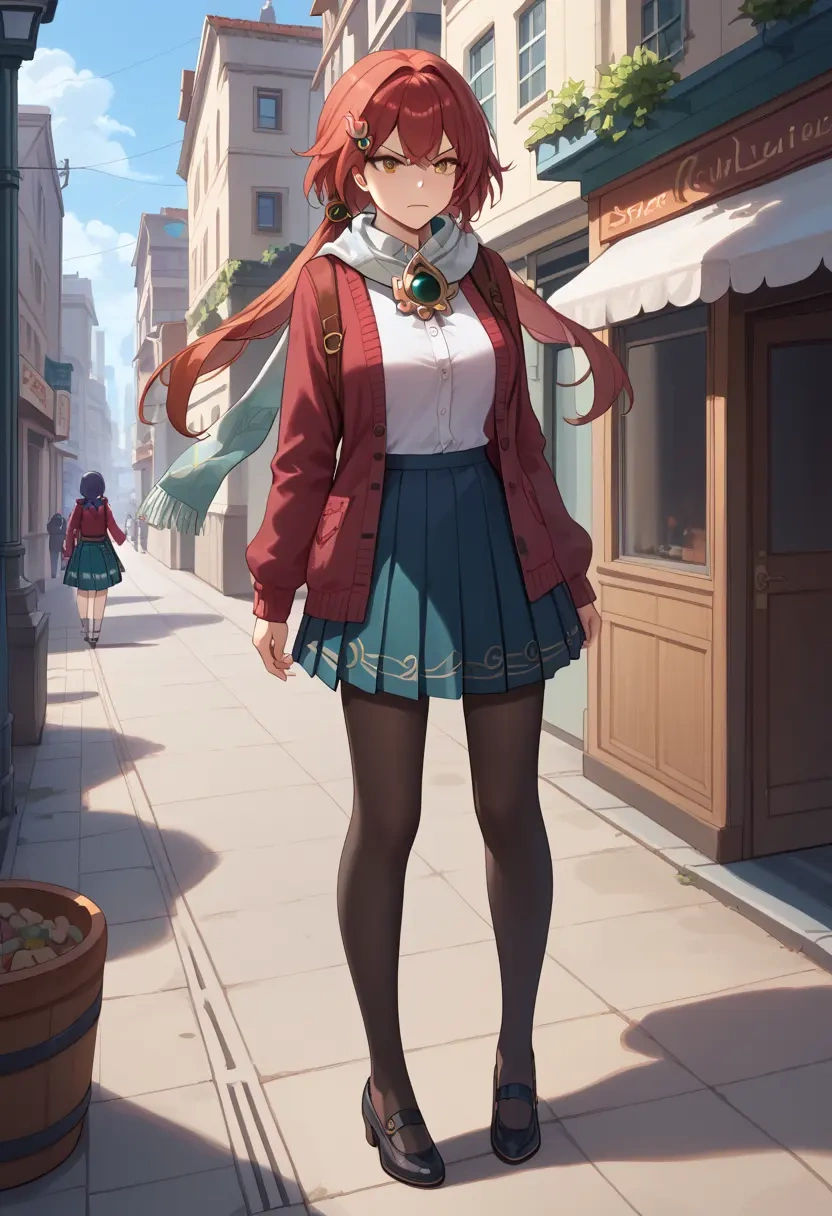 star rail,yunli,winter,student uniform,cardigan  - 