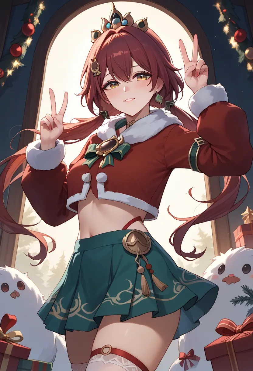 star rail,yunli,Christmas,skirt  - 