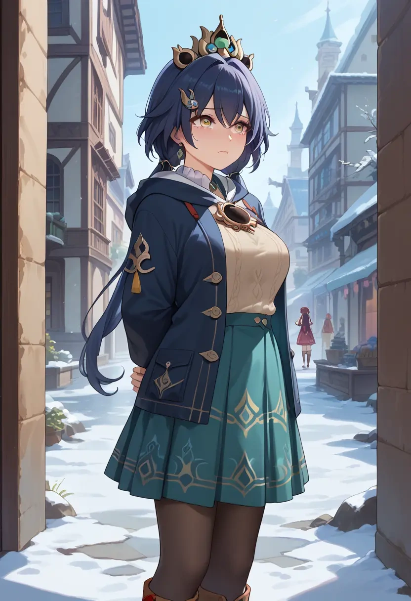 star rail,yunli,winter,student uniform,hooded coat  - 