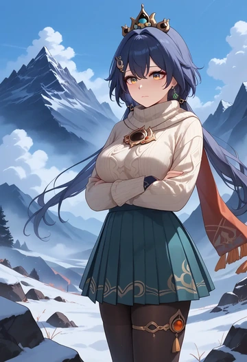 star rail,yunli,winter,student uniform,puffer coat  - AI generated anime art