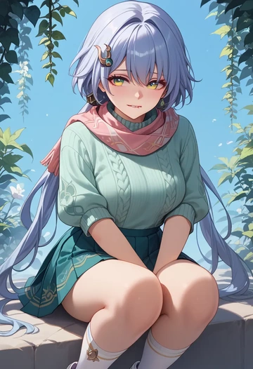 star rail,yunli,spring,student uniform,knit sweater  - AI generated anime art