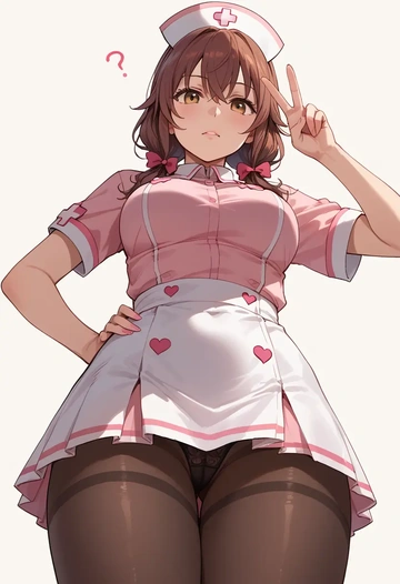 hidamari_sketch,yuno_(hidamari_sketch),nurse pantyhose,mini skirt, sexy  - AI generated anime art