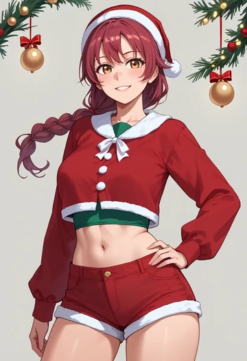 hidamari_sketch,yuno_(hidamari_sketch),Christmas,red velvet shorts  - AI generated anime art