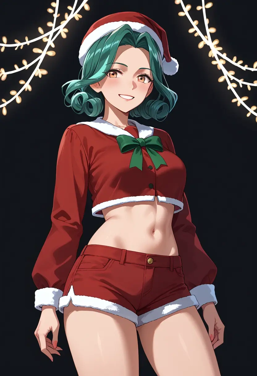 kantai_collection,yuubari_(kancolle),Christmas,red velvet shorts  - 